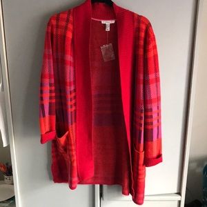 Red cardigan with pockets
